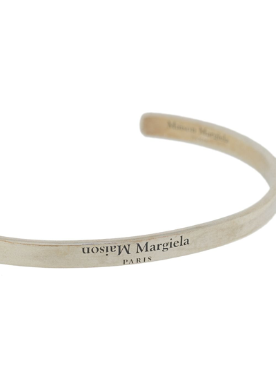 Shop Maison Margiela Engraved-logo Slip-on Bracelet In Silver