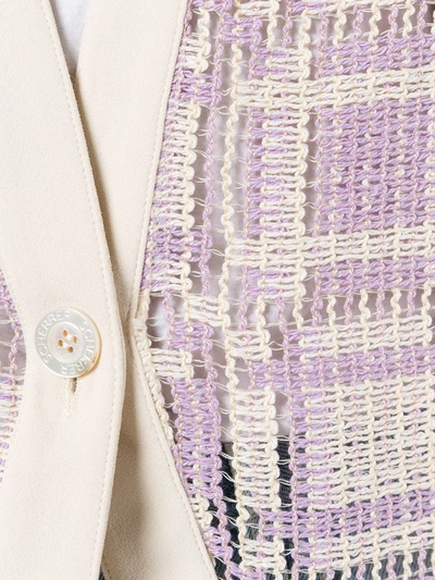 Pre-owned Jean Louis Scherrer Vintage Checkered Knit Jacket In Neutrals
