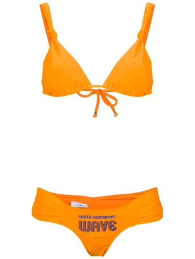 Shop Amir Slama South American Wave Bikini Set In Laranja
