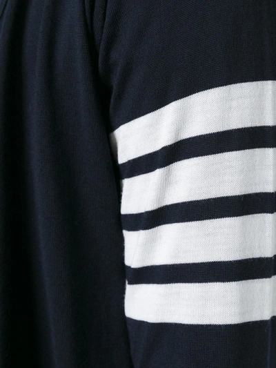 Thom Browne V-neck Cardigan In Fine Merino Wool With Distinctive Stripes In Blue