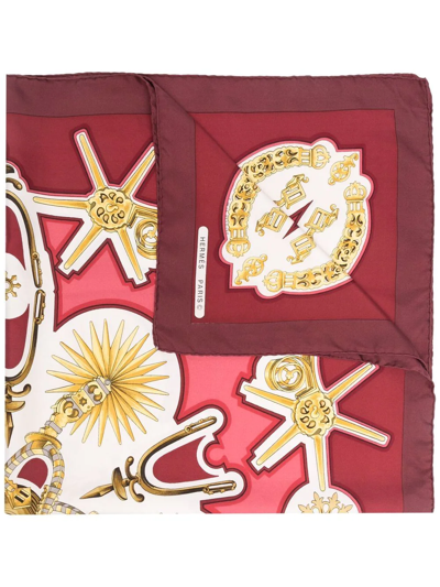 Pre-owned Hermes 1996 Eperons D'or Silk Scarf In Red