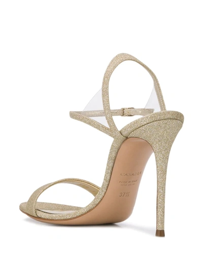 Shop Casadei Glittered 110mm Sandals In Gold