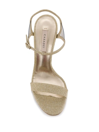 Shop Casadei Glittered 110mm Sandals In Gold