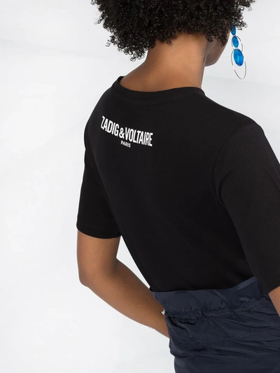 Shop Zadig & Voltaire Slogan Print Round Neck T-shirt In Black