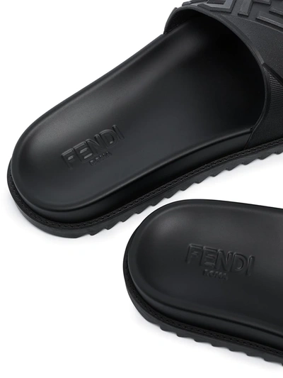 Fendi Embossed Ff Motif Rubber Slides In Black