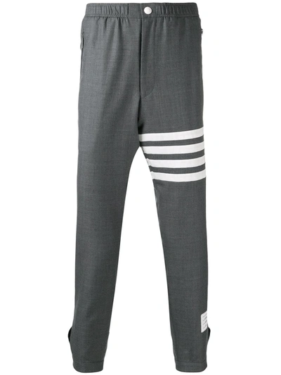 Thom Browne Snap Front Elastic Waist Track Trouser In 035 Med Grey