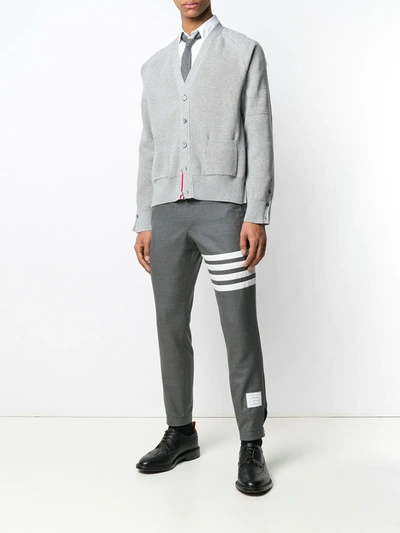 Thom Browne Snap Front Elastic Waist Track Trouser In 035 Med Grey