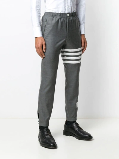 Thom Browne Snap Front Elastic Waist Track Trouser In 035 Med Grey