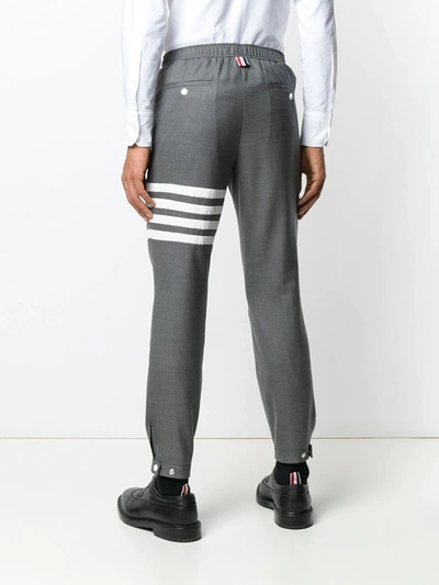 Thom Browne Snap Front Elastic Waist Track Trouser In 035 Med Grey
