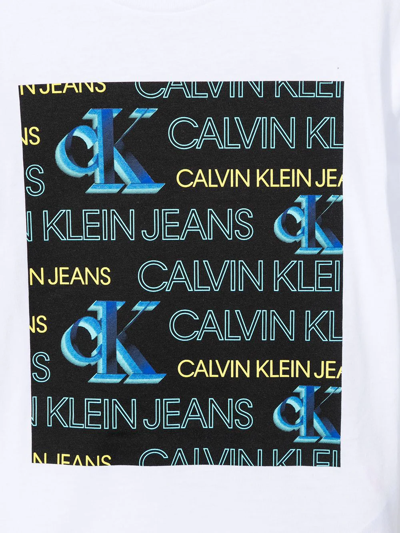 Shop Calvin Klein Logo-print Short-sleeved T-shirt In White