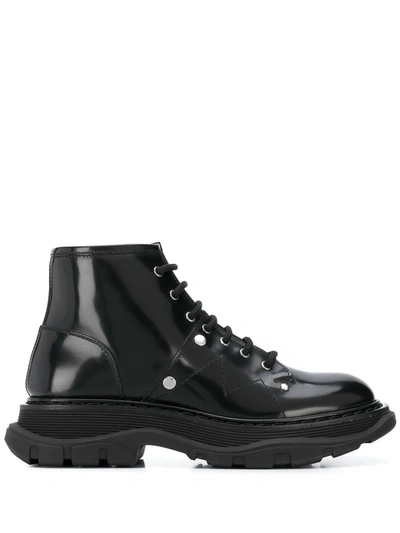 Shop Alexander Mcqueen Tread Lace-up Boots In Black