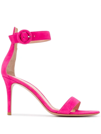 Shop Gianvito Rossi Portofino 85mm Suede Sandals In Pink