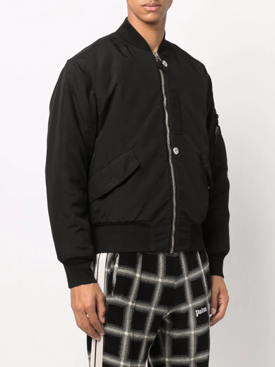 Shop Stone Island Shadow Project Quilted-lining Bomber Jacket In Black