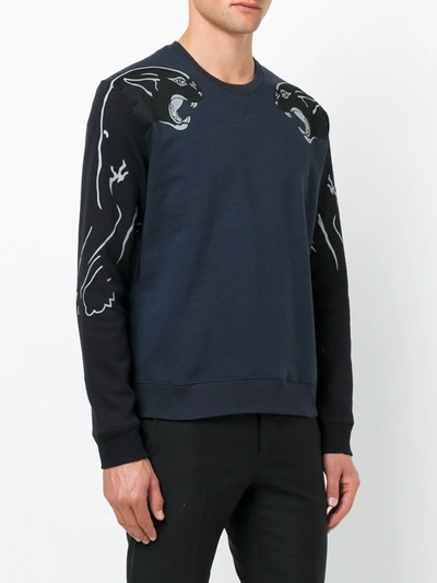 Shop Valentino Panther Print Sweatshirt In Blue