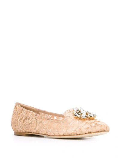 Shop Dolce & Gabbana Vally Taormina Lace Ballerina Shoes In Pink