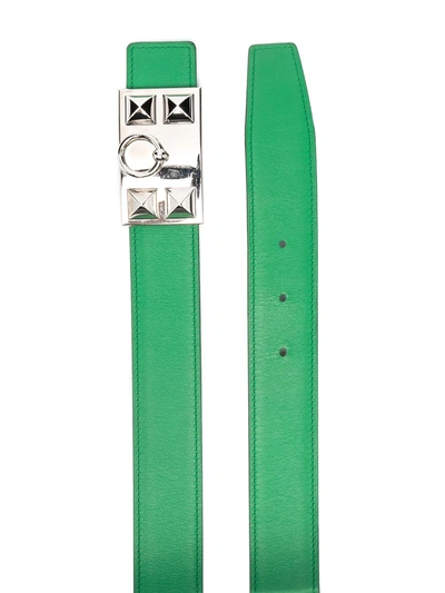 Pre-owned Hermes 2010  Studded Belt In Green