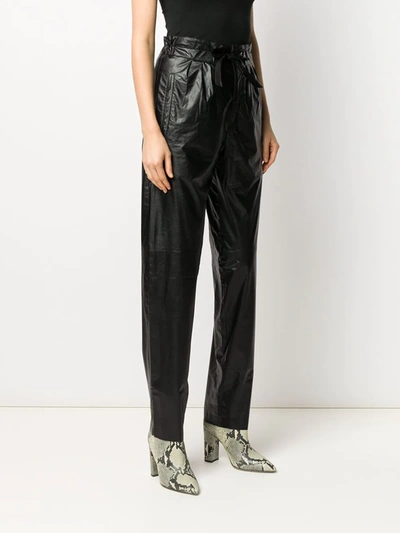 Shop Isabel Marant High-waisted Tie-waist Trousers In Black