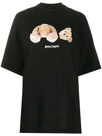 Shop Palm Angels Bear Print Oversized T-shirt In Black