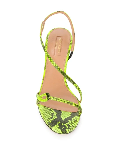 Shop Aquazzura Snakeskin Print Sandals In Green
