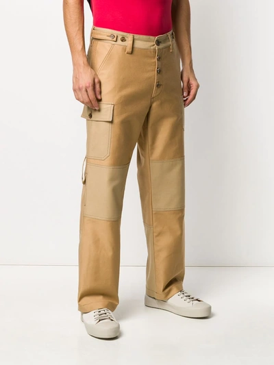 Shop Marni Patchwork Utility Trousers In Neutrals