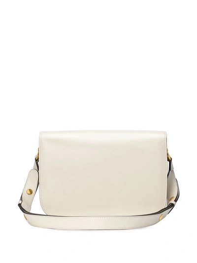 Shop Gucci Horsebit 1955 Leather Shoulder Bag In White