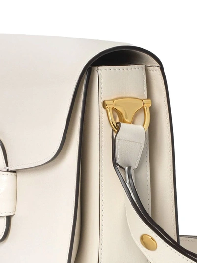 Shop Gucci Horsebit 1955 Leather Shoulder Bag In White