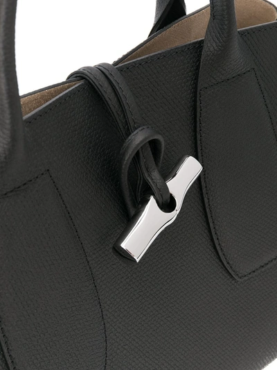 Shop Longchamp Roseau Leather Tote Bag In Black