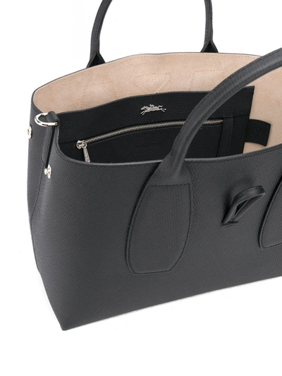 Shop Longchamp Roseau Leather Tote Bag In Black