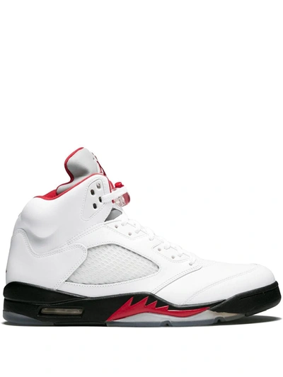 Shop Jordan Air  5 Retro "fire Red 2013" Sneakers In White