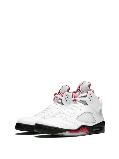 Shop Jordan Air  5 Retro "fire Red 2013" Sneakers In White