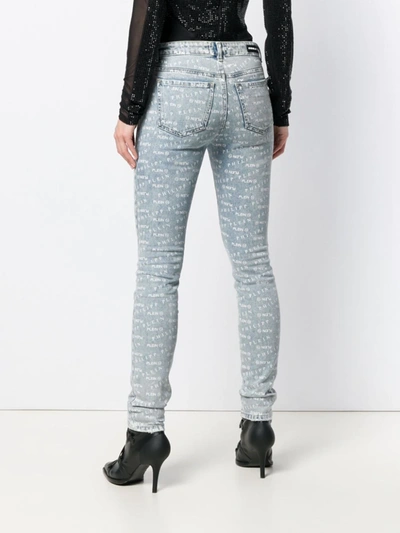 Shop Philipp Plein Logo Print Skinny Jeans In Blue