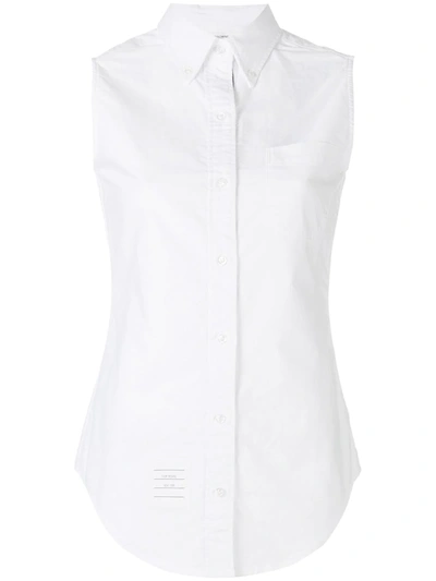 Shop Thom Browne Sleeveless Grosgrain Oxford Shirt In White