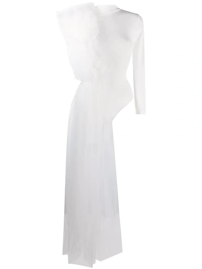 Shop Alchemy X Lia Aram Ruffled Tulle Bodysuit In White