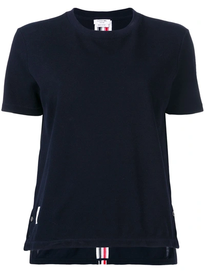 Thom Browne Navy Blue Stripe Detail T-shirt In Blue