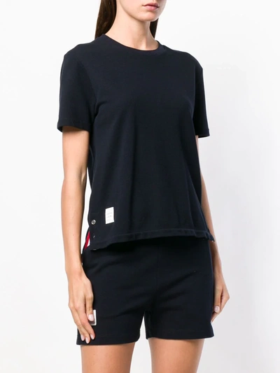 Thom Browne Navy Blue Stripe Detail T-shirt In Blue