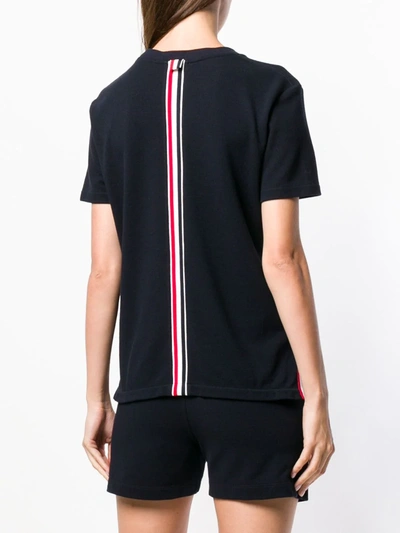 Thom Browne Navy Blue Stripe Detail T-shirt In Blue