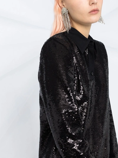Attico Sequin-embellished Mini Dress In Black