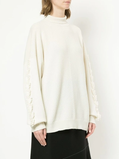 Barrie Troisieme Dimension Cashmere Turtleneck Pullover In White