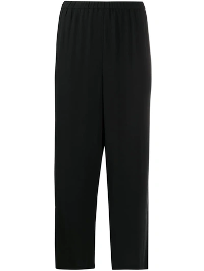 Shop Eileen Fisher Straight Leg Cropped Trousers In Black