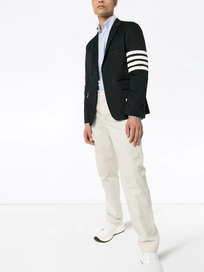 Shop Thom Browne Unconstructed 4-bar Single-breasted Blazer In Blue