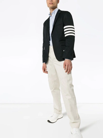 Thom Browne Unconstructed 4-bar Single-breasted Blazer In Blue