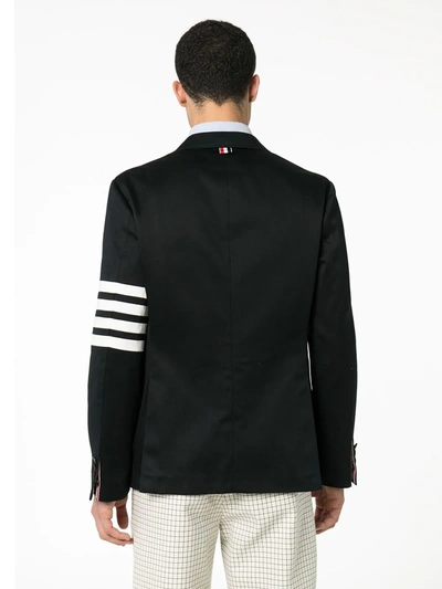 Shop Thom Browne Unconstructed 4-bar Single-breasted Blazer In Blue