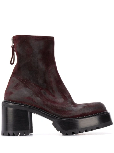 Premiata Matte Ankle Boots In Red
