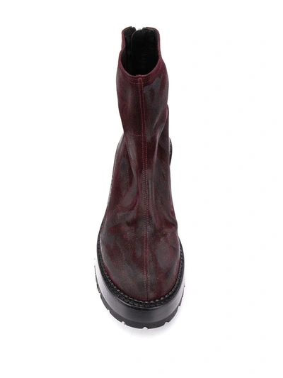 Premiata Matte Ankle Boots In Red