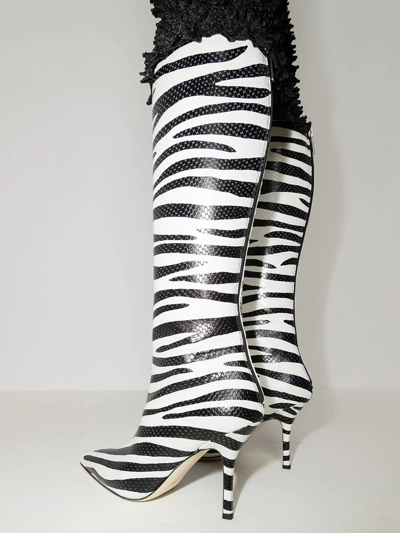 Shop Paris Texas Mama Zebra-print 95mm Boots In Schwarz