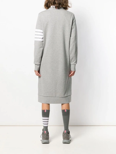 Shop Thom Browne 4-bar Loopback Sweatshirt Dress In Grey