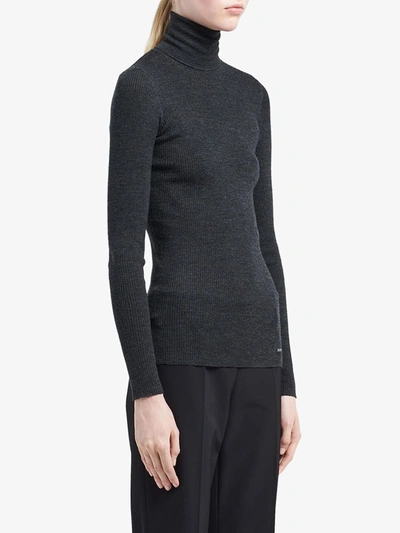 Shop Prada Roll-neck Wool-silk Jumper In Grey