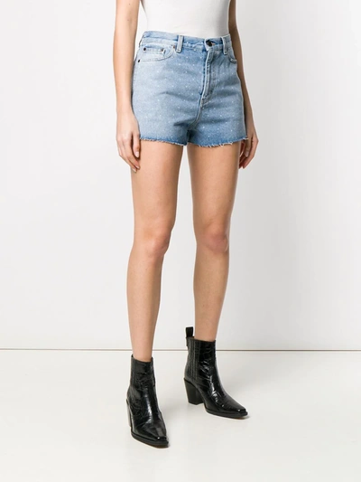 Saint Laurent Spotted Back Denim Shorts In Blue