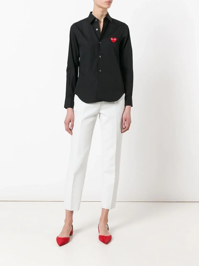 Comme Des Garçons Play Embroidered Heart Shirt In Black