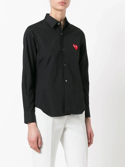 Shop Comme Des Garçons Play Embroidered Heart Shirt In Black